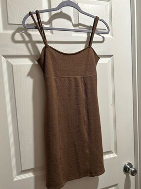 Fashion Nova Brown Mini Dress with Spaghetti Straps